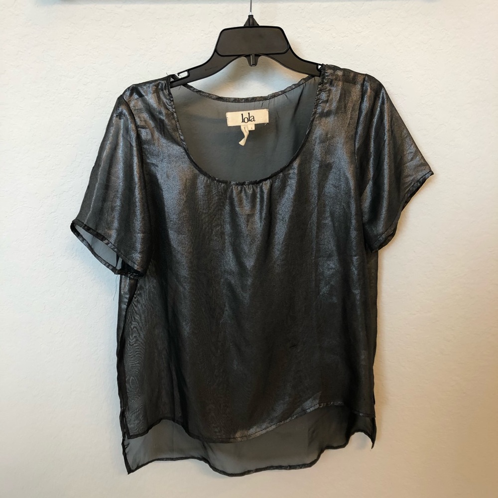 Black and silver metallic top, size L